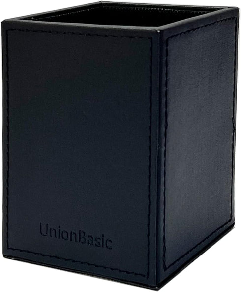 UnionBasic Square Pen Holder, Leather Pencil Cup, Desktop Caddy Stationery Organizer, Black...