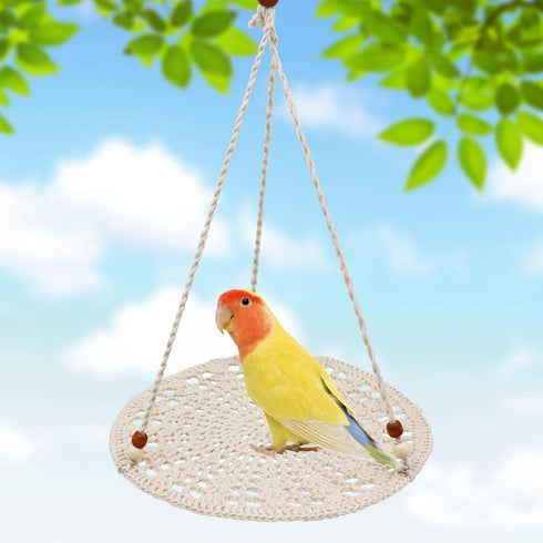 Bird Swing Toys, Hanging Bird Parrot Hammock, Colorful Cotton Bird Perch Stand, Bird Cage Accessories for Parakeet Cockatiel Conure Lovebird Budgi...