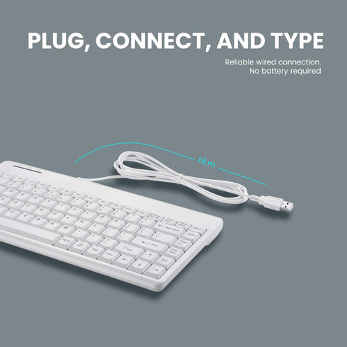 Perixx PERIBOARD-409WU US, Wired USB Mini Keyboard - White - US English...