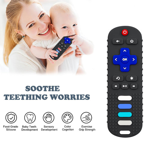 2Pcs Silicone Teething Toys, Remote Control Shape Teethers for Babies Remote Teething Toys, Silicone TV Remote Teether BPA Free/Refrigerator Safe...