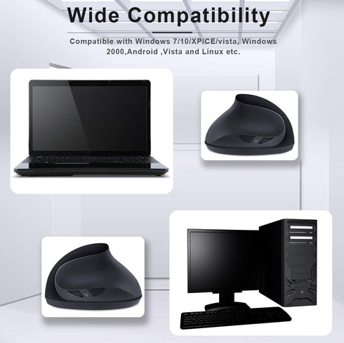Left-Handed Mouse,2.4GHz Ergonomic Vertical DPI 800/1200/1600 Wireless Mouse with USB Receiver for Small Hand,Black...
