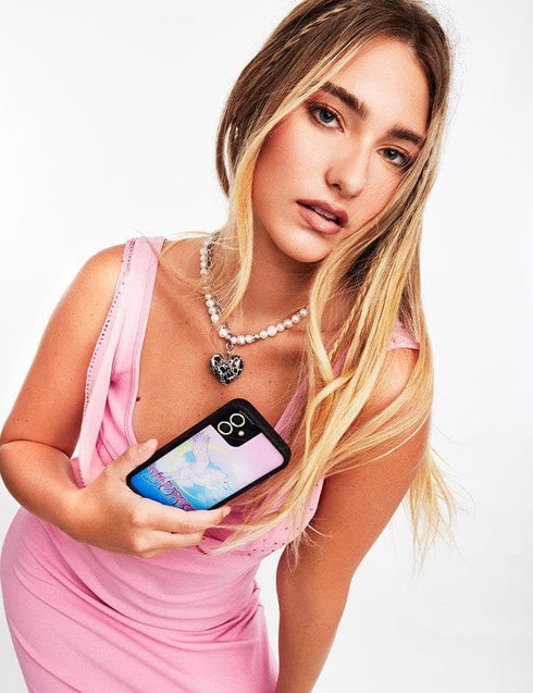 Wildflower Cases - Taurus Case, Compatible with Apple iPhone 13 | Blue, Pegasus, Moon, Sky, Zodiac, Purple, Cute - Protective Black Bumper, 4ft Dr...