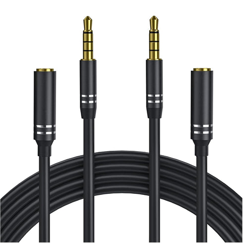 2 Pack 3.5mm Headphone Extension Cable (4Ft/1.2M), 4 Pole Hi-Fi Stereo Sound Audio Cable Male to Female AUX Cord, Auxiliary Extender for Speakers,...
