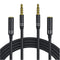 2 Pack 3.5mm Headphone Extension Cable (4Ft/1.2M), 4 Pole Hi-Fi Stereo Sound Audio Cable Male to Female AUX Cord, Auxiliary Extender for Speakers,...