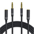 2 Pack 3.5mm Headphone Extension Cable (4Ft/1.2M), 4 Pole Hi-Fi Stereo Sound Audio Cable Male to Female AUX Cord, Auxiliary Extender for Speakers,...