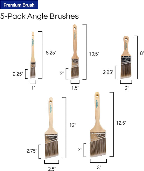 Pro Grade - Paint Brushes - 5 Pack Variety Angle Paint Brushes...