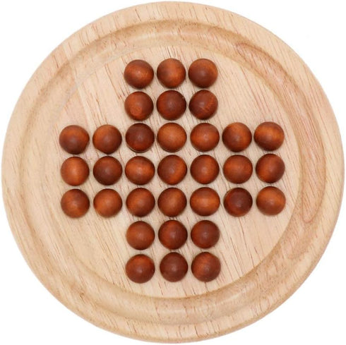 TOYANDONA Wooden peg Solitaire Game Solitaire Board Game Wood Marbles Chess Wooden Board Strategy Chess for Students Adults Wood Solitaire Toy Chi...