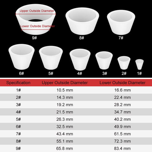 stonylab Silicone Filter Adapter Cones, 9-Pack Durable Tapered Collar Rubber Stopper Buchner Funnel Flask Cones Adapter Set, Wear Resistance Smoot...