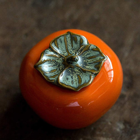NUOBESTY Ceramics Tea Storage Containers Glazed Persimmon Loose Tea Tin Sealed Jar Food Container for Serving Tea Coffee Spice Sugar Orange...