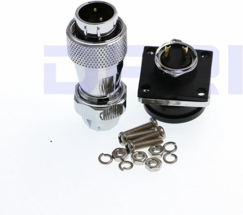 DRRI DRRI WS16 ?16mm 2pin 3pin 4 pin 5pin 6pin 7pin 9pin Metal Square Flange Panel Mount Aviation Cable Connector (2pin)...