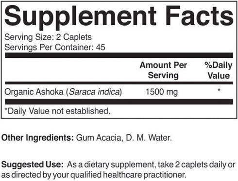 Brieofood Organic Ashoka 1500mg, 45 Servings, Vegetarian, Gluten Free, 90 Vegetarian Tablets...