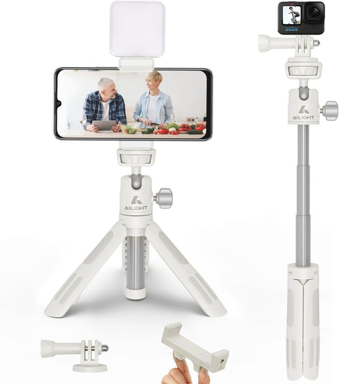 Extendtable Selfie Stick Tripod for Gopro & Cell Phone & Camera, Mini Tripod with Gopro Adapter & Phone Holder, Portable Vlog Travel Selfie Phone ...