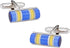 Blue, Yellow, and Silver Catseye-style Cufflinks with Presentation Box...