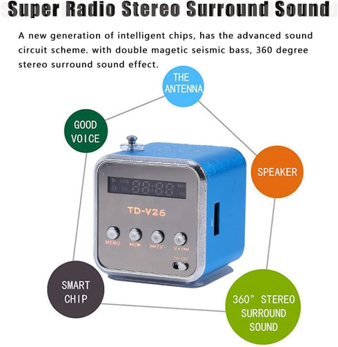 Eboxer Portable Mini Speaker Music Player FM Radio Stereo Speaker Support TF Card and U Disk, Brief Design, Perfect Mini Speaker for Room Bike Car...