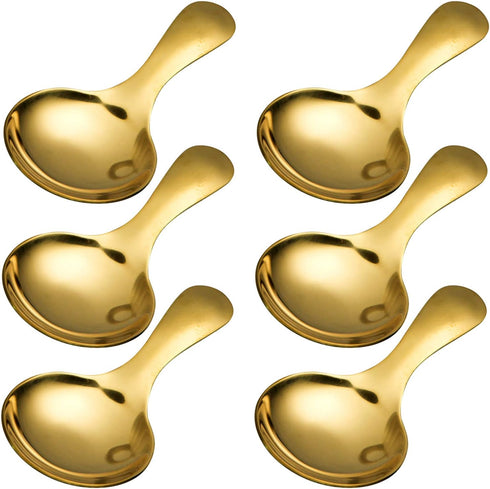 Short Handle Spoons Set of 6, Stainless Steel Mini Salt Spoons for Condiments, Dessert, Tea, Coffee, Cake, Sugar, Stirring Spoon Coffeeware Teaspo...