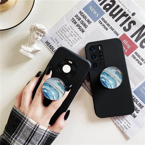 Clear Crystal Glitter Expandible Collapsible Moblile Phone Grip Stand Holder for Smartphones and Tablets Cell Phone Accessory (Aqua Blue Rose Gold...