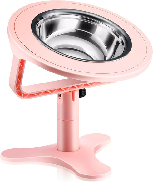 Elevated Cat Bowls Adjustable Cat Bowl Stand,Non-Slip Raised Cat Bowls Stainless Steel Raised Cat Bowls with 15°Tilted Stand for Cats and Puppy Pi...