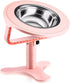 Elevated Cat Bowls Adjustable Cat Bowl Stand,Non-Slip Raised Cat Bowls Stainless Steel Raised Cat Bowls with 15°Tilted Stand for Cats and Puppy Pi...