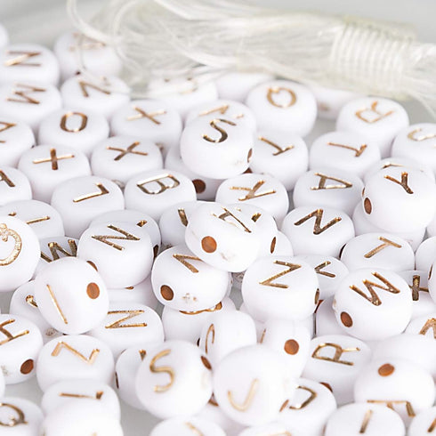 500 Pcs Acrylic Alphabet Letter Beads Rose Gold On White Name Bracelets for Jewelry Making (goldonwhite) (Rosegold)...