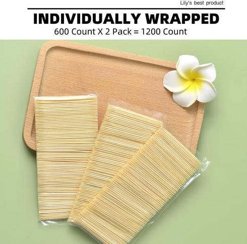 HOPELF 1200 Count Bamboo Toothpicks for Appetizer, Olive, Barbecue, Fruit, Cocktail,Teeth Cleaning,Double-Points Wooden Toothpick....