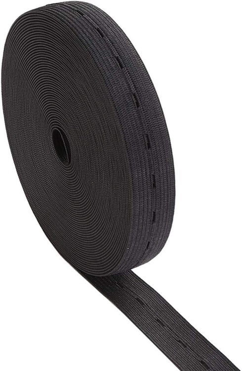 Buttonhole Knit Stretch Elastic Spool Sewing Band Flat Elastic Cord (Black, 32 Yards -3/5Inch)...