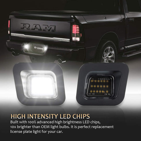 D-Lumina LED License Plate Lights Assembly Smoke Lens Compatible with 2003-2018 Dodge Ram 1500 2500 3500 Pickup Truck, 6000K Diamond White 2-Piece...