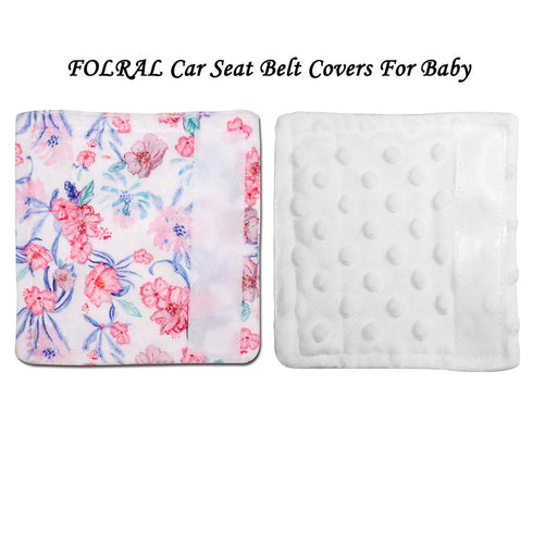 Baby Car Seat Belt Covers, Floral Stroller Seat Strap Covers, Car Seat Straps Shoulder Pads for Girls Boys, Mink Seat Belt Protectors for Car Seat...
