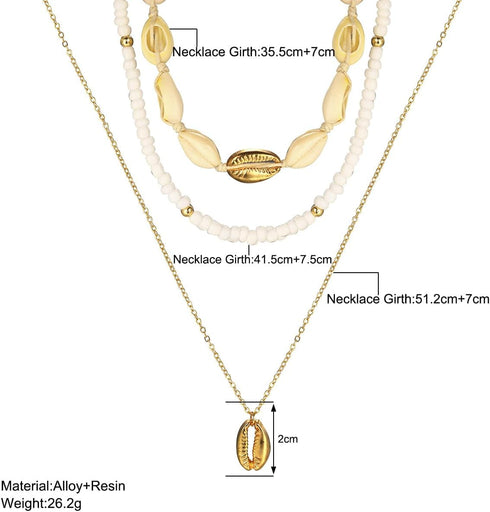 Cowrie Shell Necklace for Women Natural Sea Shell Beads Choker Necklace Adjustable Layered Summer Seashell Beach Necklace for Women Hawaiian Jewel...