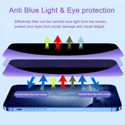 [2 Pack Anti-Blue Light Privacy Screen Protector Compatible with iPhone 12 / iPhone 12 Pro 6.1", 9H Hardness Scratch Resistant Shatter-Proof Tempe...