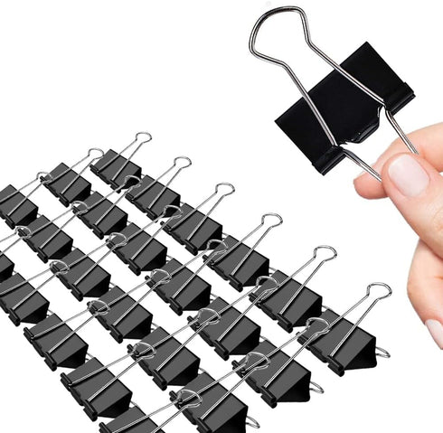 Binder Clips, 24 Pack, 1.6 Inch, Non-Standard 41mm, Black, Capacity 0.66 Inch, Large Binder Clips, Paper Binder Clips, Large Paper Clips, Office C...