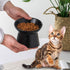 Black Small Ceramic Raised Cat Bowls, Tilted Elevated Food or Water Bowls, Stress Free, Backflow Prevention, Dishwasher and Microwave Safe, Lead &...