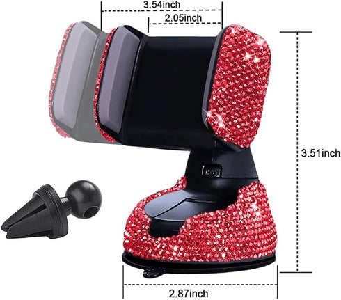 SUNCARACCL Bling Car Phone Holder, 360°Adjustable Crystal Auto Phone Mount Universal Rhinestone Car Stand Phone Holder Car Accessories for Windshi...
