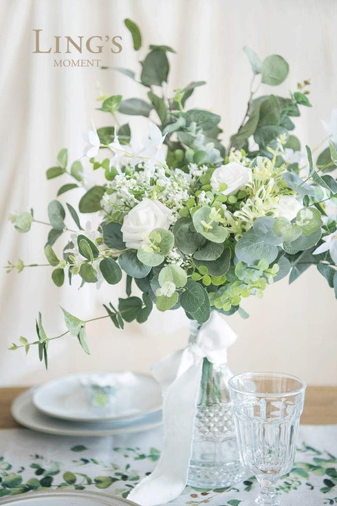 Ling's Moment Artificial Rose Flowers 25pcs Foam Roses w/Stem for DIY Wedding Bouquets Centerpieces Bridal Shower Party Home Decorations (Regular ...