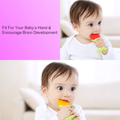 Teething Mittens for Baby (2 Pack) with Baby Teething Toys (3 Pack), Self Soothing Pain Relief Mitt, Silicone Baby Teethers, BPA-Free, Natural Org...