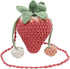 Handmade Knitted Purse Wool Woven Bag Strawberry Shaped Shoulder Bag for Women Crossbody Bag with Drawstring...