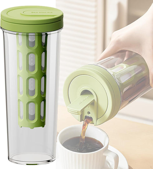 Cold Brew Coffee Maker and Ice Tea Brewer Pitcher, Beverage Cooler Large Capacity Teapot with Mesh Filter 1L(35oz) (Green)...