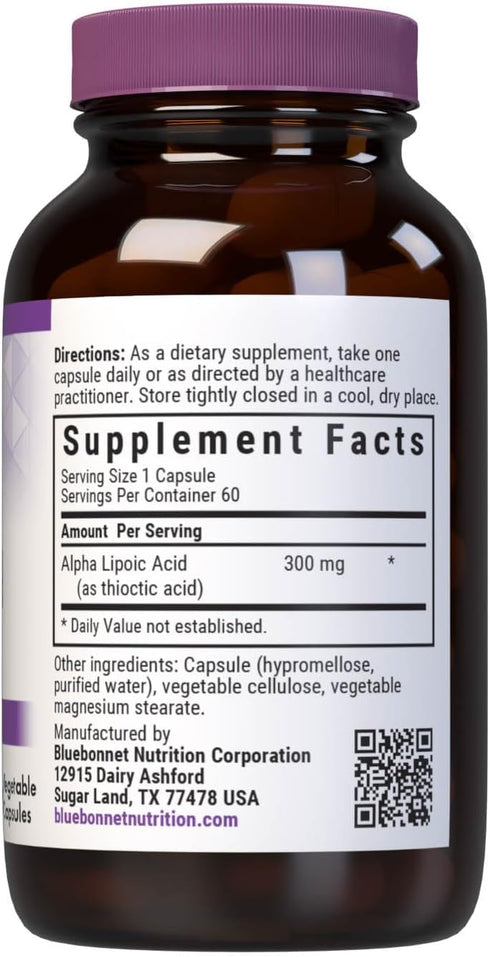 BlueBonnet Alpha Lipoic Acid 300mg - Powerful Antioxidant Nerve Support Supplement for Women & Men - Non-GMO, Vegan, Kosher - Gluten-Free, Soy-Fre...