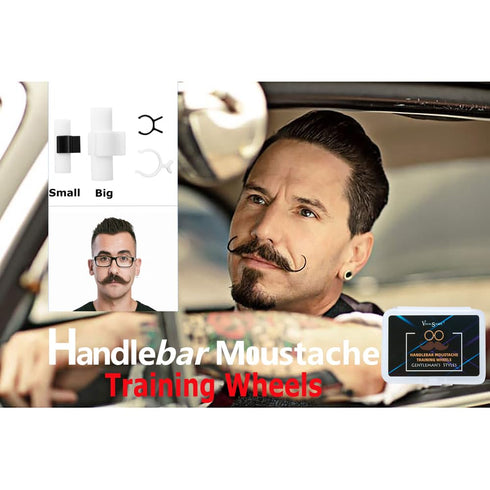 2 Pair Handlebar Moustache Training Wheels Set,Visualsource Handlebar Mustache Trainer Beard Shaping Styling Tool Size L & Size S Mustache Curler ...