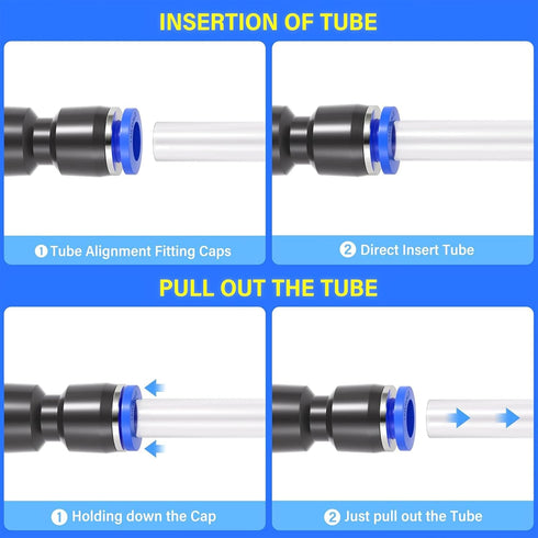 TAILONZ PNEUMATIC Blue Straight 2 Ways - 10MM Tube OD Push to Connect Tube Quick Fittings Push Lock PU-10 (Pack of 10)...