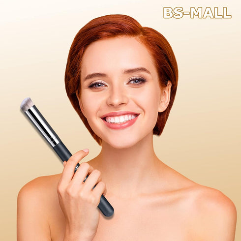 BS-MALL Concealer Brush Makeup Brushes Under Eye Angled Flat Top Kabuki Brush Small Foundation Pack of 2 Nose Contour Brush Travel Package...