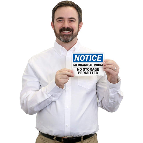 SmartSign - U9-2250-ND_5x7 "Notice - Mechanical Room, No Storage Permitted" Label | 5" x 7" Laminated Vinyl...