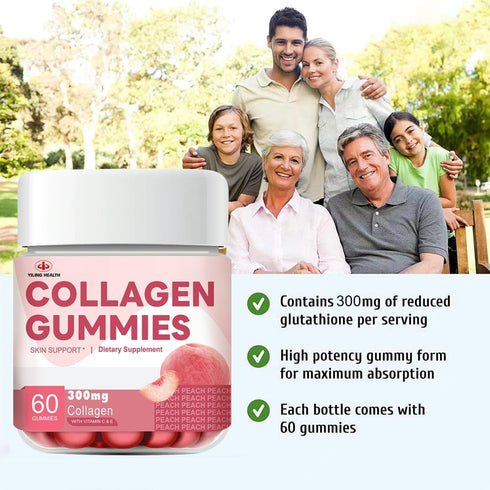 YiLing Suger Free Hydrolyzed Collagen Gummies with Vitamin C, E and Biotin & Vitamin for Women Men Healthy Skin Hair Nails, Beauty Support, Collag...
