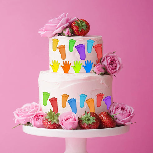 Whaline Silicone 3D Baby Feet Hands Mold Pink Chocolate Fondant Mould Baby Shower Candy Cake Topper Decoration DIY Baking Pudding Sugar Mould for ...