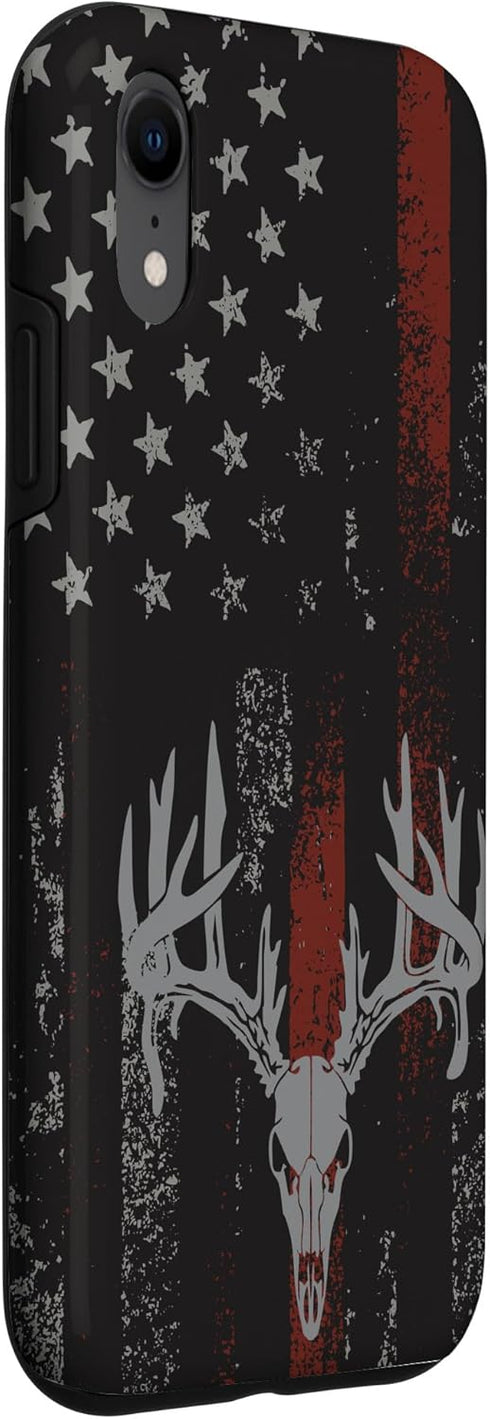 iPhone XR American Flag Whitetail Deer Buck Hunting USA FLAG Hunter Case...