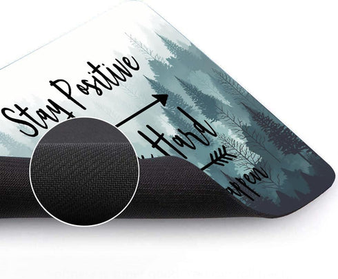 Misty Forest Mouse Pad, Stay Positive Work Hard and Make It Happen Motivational Pad, Square Waterproof Non-Slip Rubber Base MousePads Office Lapto...