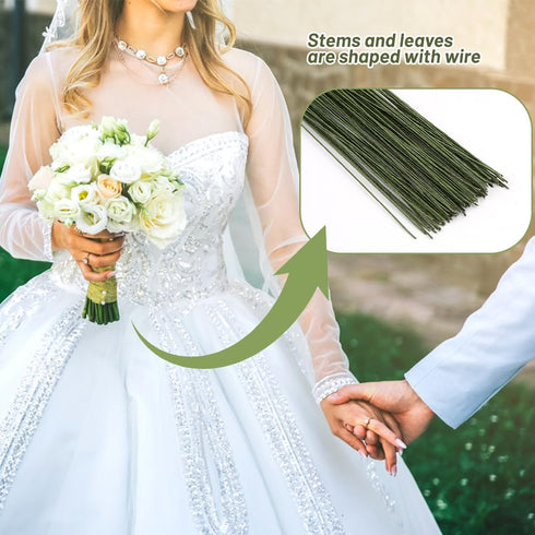 18 Gauge Green Flexible Paddle,50 Pcs Dark Green Floral Stem Wire Flower Stems Floral Paper Wrapped Wire for Crafts Flower Arrangements Flower Mak...