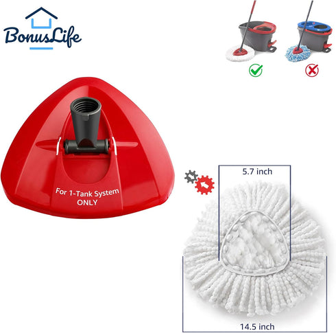 BonusLife 3-Pack Mop Head for O-Ceda EasyWrin Spin Mop Refill 1-Tank System Only Easy Cleaning Microfiber Replacement...
