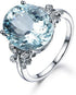 Rhinestone Butterfly Ring Natural Topaz Stone Crystal Engagement Ring Charm Gemstone Ring ,Sea Blue,Size 10...