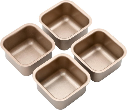 4 Pieces Mini Cake Moulds-Square Cake Baking Moulds-Baking Square Cake Moulds-Stainless Steel Mousse Cake Baking Moulds-For Baking Bread and Cooki...