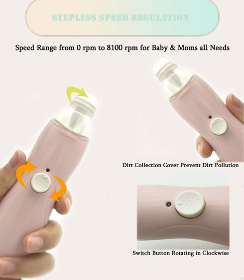 Rechargeable Baby Nail File, Fansidi Electric Baby Nail Trimmer for Newborn Infant or Toddler Toenail and Fingernail - Girls and Boys Accessory - ...